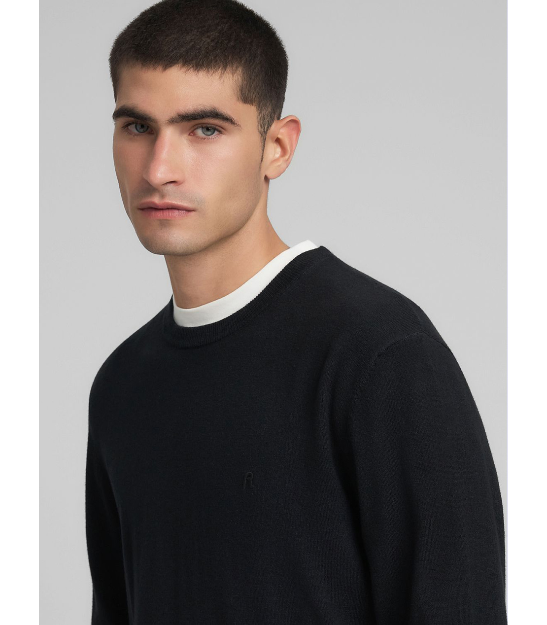 R刺しゅうウールブレンドプルオーバー 詳細画像 ブラック 5